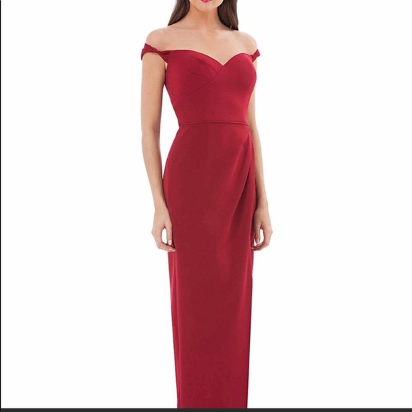 Women’s JS Collections Red Off The Shoulder Long Dress Prom Graduation Wedding - Picture 3 of 15